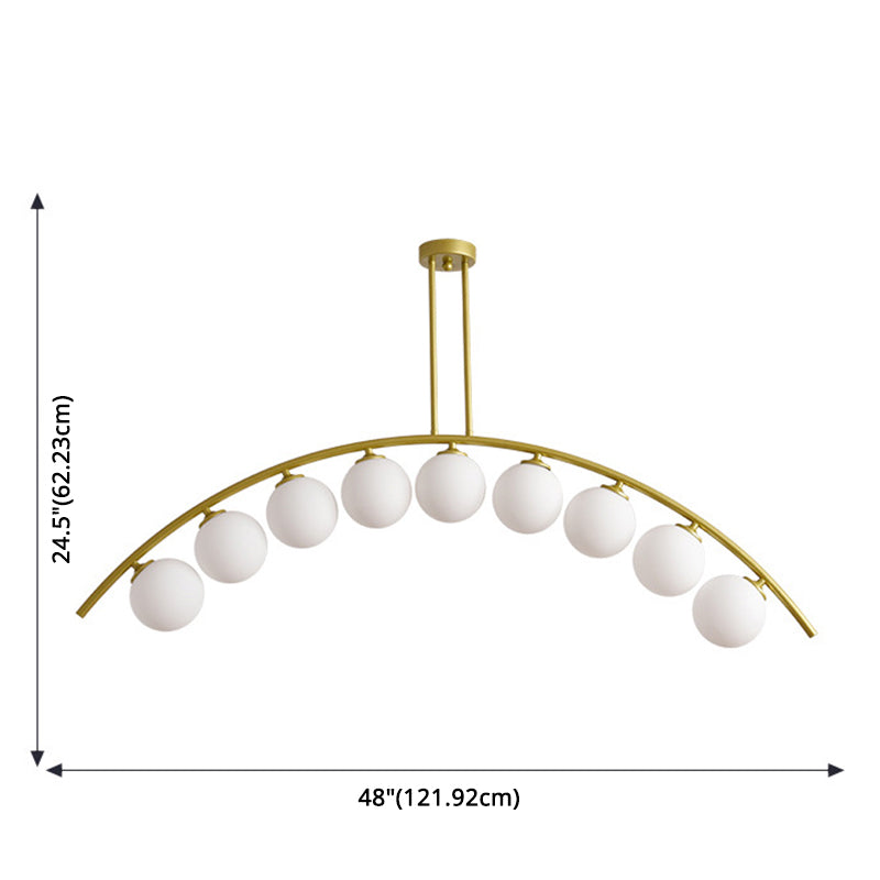 Mid-Century Modern Gold Metal Island Pendant Lighting Spherical Glass Island Ceiling Light for Dining Table Clearhalo 'Ceiling Lights' 'Island Lights' 'Lighting' 2605236