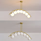 Mid-Century Modern Gold Metal Island Pendant Lighting Spherical Glass Island Ceiling Light for Dining Table Clearhalo 'Ceiling Lights' 'Island Lights' 'Lighting' 2605238