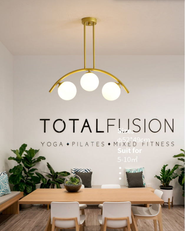 Mid-Century Modern Gold Metal Island Pendant Lighting Spherical Glass Island Ceiling Light for Dining Table Clearhalo 'Ceiling Lights' 'Island Lights' 'Lighting' 2605246