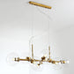 8 Light Mid-Century Gold Metal Island Pendant Lighting Spherical Glass Island Ceiling Light for Dining Table Clearhalo 'Ceiling Lights' 'Island Lights' 'Lighting' 2605253