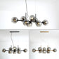 8 Light Mid-Century Gold Metal Island Pendant Lighting Spherical Glass Island Ceiling Light for Dining Table Clearhalo 'Ceiling Lights' 'Island Lights' 'Lighting' 2605256