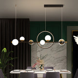 6 Light Modern Black Metal Island Pendant Lighting Spherical Glass Island Ceiling Light for Dining Table Clearhalo 'Ceiling Lights' 'Island Lights' 'Lighting' 2605273