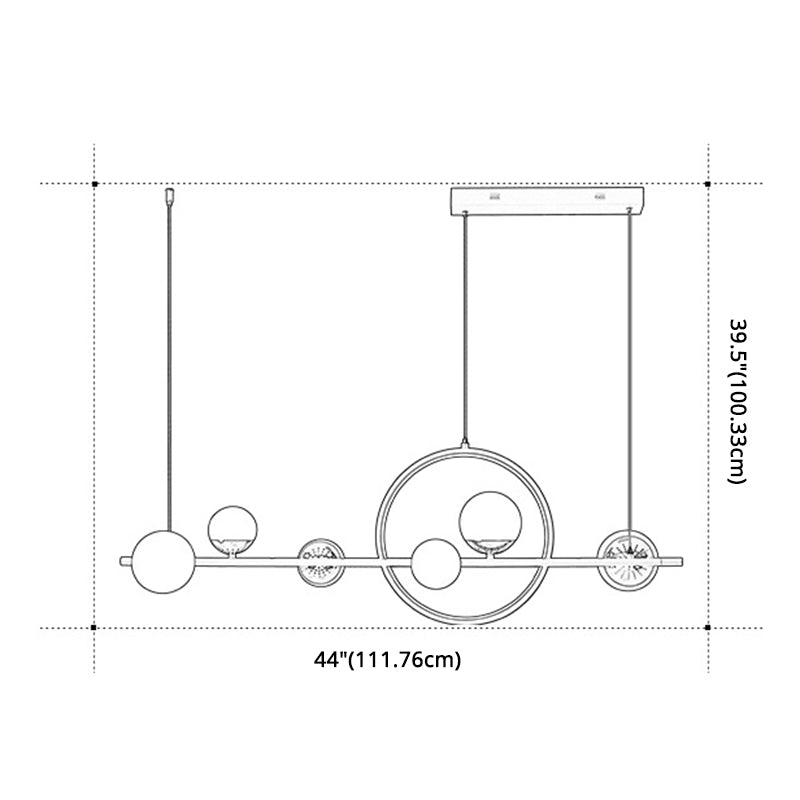 6 Light Modern Black Metal Island Pendant Lighting Spherical Glass Island Ceiling Light for Dining Table Clearhalo 'Ceiling Lights' 'Island Lights' 'Lighting' 2605276