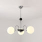 Modern Minimalist Design Chandelier Light Fixture Spherical White Glass Ceiling Chandelier 3 Chrome Clearhalo 'Ceiling Lights' 'Chandeliers' Lighting' 2605345