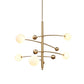 Post-Modern Hanging Chandelier Light Opal Glass Shade 5 Light Ceiling Chandelier in Gold for Bedroom Clearhalo 'Ceiling Lights' 'Chandeliers' Lighting' 2605383