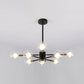 Modern Metal Radial Hanging Chandelier Light Spherical Clear Glass Shade Suspension Light in Black 8 Black Clearhalo 'Ceiling Lights' 'Chandeliers' Lighting' 2605431