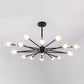 Modern Metal Radial Hanging Chandelier Light Spherical Clear Glass Shade Suspension Light in Black 16 Black Clearhalo 'Ceiling Lights' 'Chandeliers' Lighting' 2605435