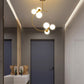 Post-Modern Metal Hanging Chandelier Light Globe Glass Shade Ceiling Chandelier in Gold for Bedroom Clearhalo 'Ceiling Lights' 'Chandeliers' Lighting' 2605455