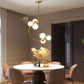 Post-Modern Metal Hanging Chandelier Light Globe Glass Shade Ceiling Chandelier in Gold for Bedroom Clearhalo 'Ceiling Lights' 'Chandeliers' Lighting' 2605456