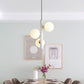 Modern Minimalist Linear Chandelier Light Fixture Spherical White Glass 3 Light Ceiling Chandelier Clearhalo 'Ceiling Lights' 'Chandeliers' Lighting' 2605467