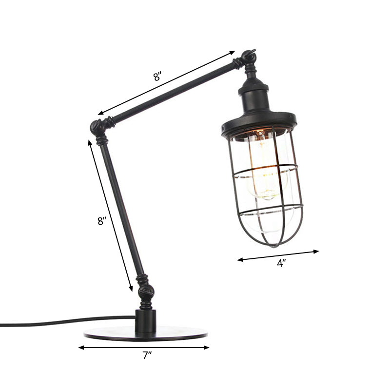 Wire Guard Metal Table Lighting Nautical Style 1 Light Adjustable Black ...