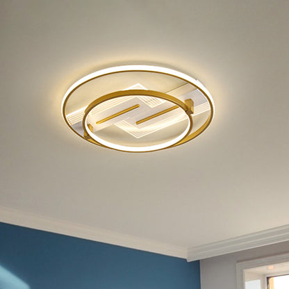 Geomtric Flush Light Metal Modern Flush Mount Ceiling Light Fixtures for Living Room Gold Round Clearhalo 'Ceiling Lights' 'Close To Ceiling Lights' 'Lighting' 2605532