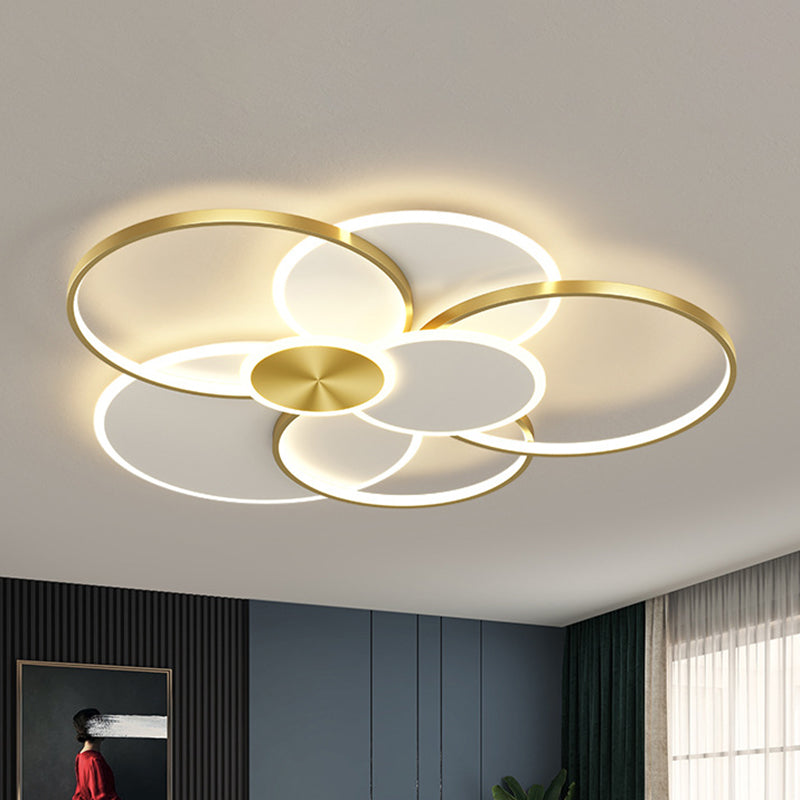 Multi-Ring Flush Mount Ceiling Light Fixtures Modern Metal Ceiling Mount Chandelier for Living Room Clearhalo 'Ceiling Lights' 'Close To Ceiling Lights' 'Lighting' 2605609