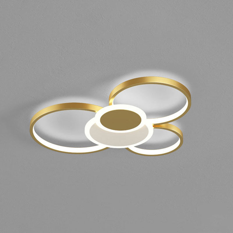 Multi-Ring Flush Mount Ceiling Light Fixtures Modern Metal Ceiling Mount Chandelier for Living Room Gold 22" Clearhalo 'Ceiling Lights' 'Close To Ceiling Lights' 'Lighting' 2605611