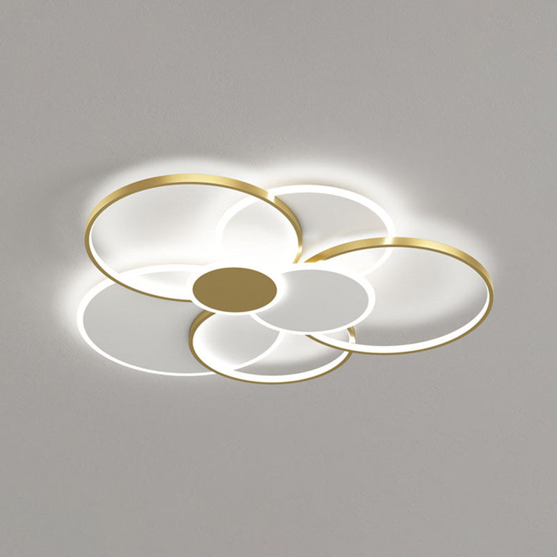 Multi-Ring Flush Mount Ceiling Light Fixtures Modern Metal Ceiling Mount Chandelier for Living Room Gold 39.5" Clearhalo 'Ceiling Lights' 'Close To Ceiling Lights' 'Lighting' 2605615