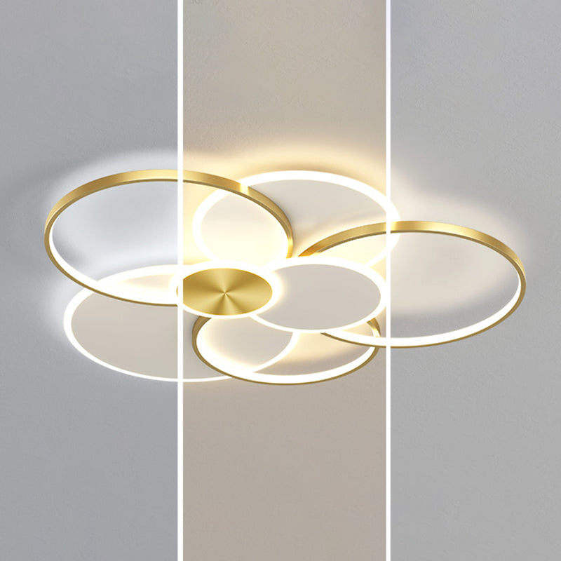Multi-Ring Flush Mount Ceiling Light Fixtures Modern Metal Ceiling Mount Chandelier for Living Room Clearhalo 'Ceiling Lights' 'Close To Ceiling Lights' 'Lighting' 2605617