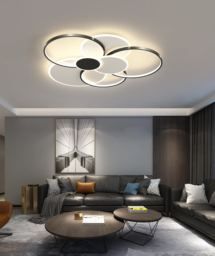 Multi-Ring Flush Mount Ceiling Light Fixtures Modern Metal Ceiling Mount Chandelier for Living Room Clearhalo 'Ceiling Lights' 'Close To Ceiling Lights' 'Lighting' 2605622