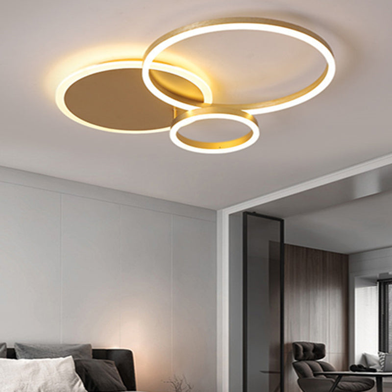 Circle Flush Mount Light Fixtures Ultra-Contemporary Metal Ceiling Light Fixtures for Living Room Clearhalo 'Ceiling Lights' 'Close To Ceiling Lights' 'Lighting' 2605623