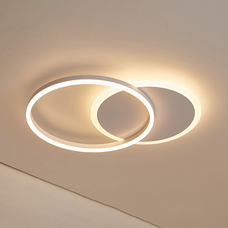 Circle Flush Mount Light Fixtures Ultra-Contemporary Metal Ceiling Light Fixtures for Living Room 2 White Clearhalo 'Ceiling Lights' 'Close To Ceiling Lights' 'Lighting' 2605624
