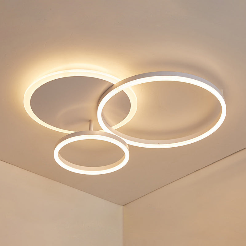 Circle Flush Mount Light Fixtures Ultra-Contemporary Metal Ceiling Light Fixtures for Living Room 3 White Clearhalo 'Ceiling Lights' 'Close To Ceiling Lights' 'Lighting' 2605625