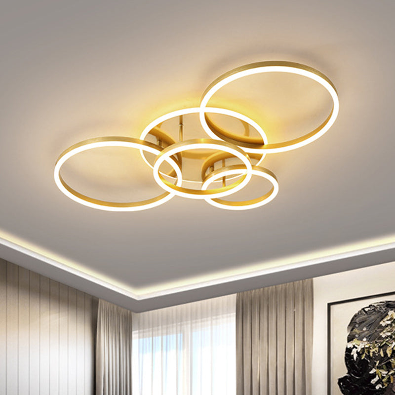Circle Flush Mount Light Fixtures Ultra-Contemporary Metal Ceiling Light Fixtures for Living Room Clearhalo 'Ceiling Lights' 'Close To Ceiling Lights' 'Lighting' 2605626