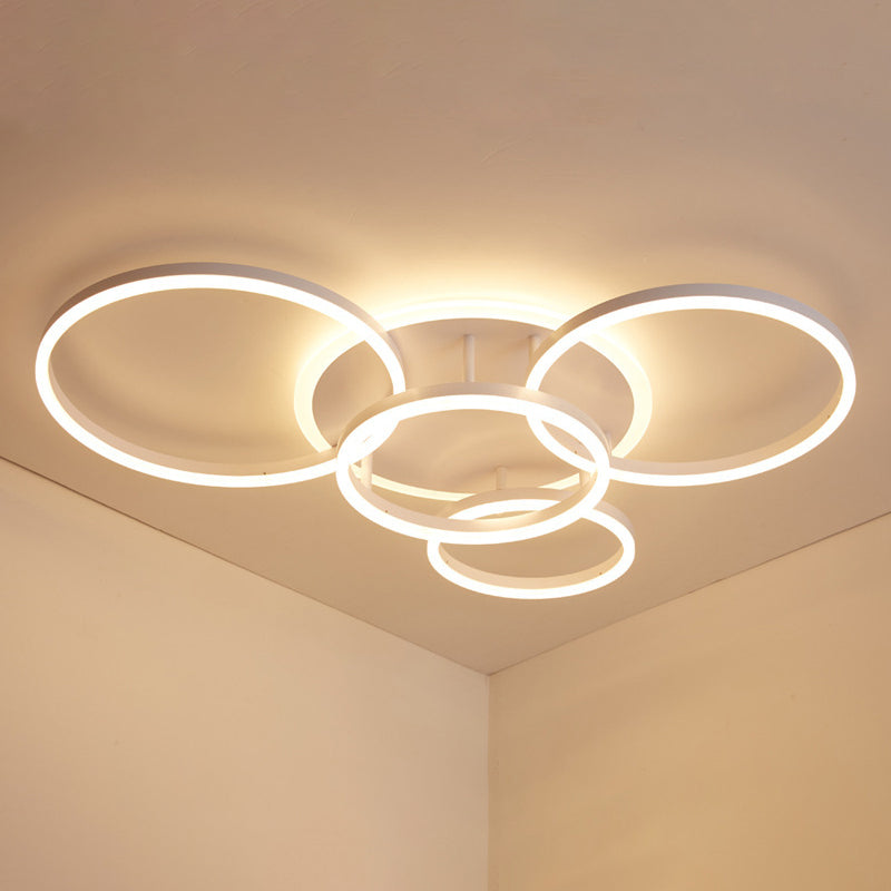 Circle Flush Mount Light Fixtures Ultra-Contemporary Metal Ceiling Light Fixtures for Living Room 5 White Clearhalo 'Ceiling Lights' 'Close To Ceiling Lights' 'Lighting' 2605628
