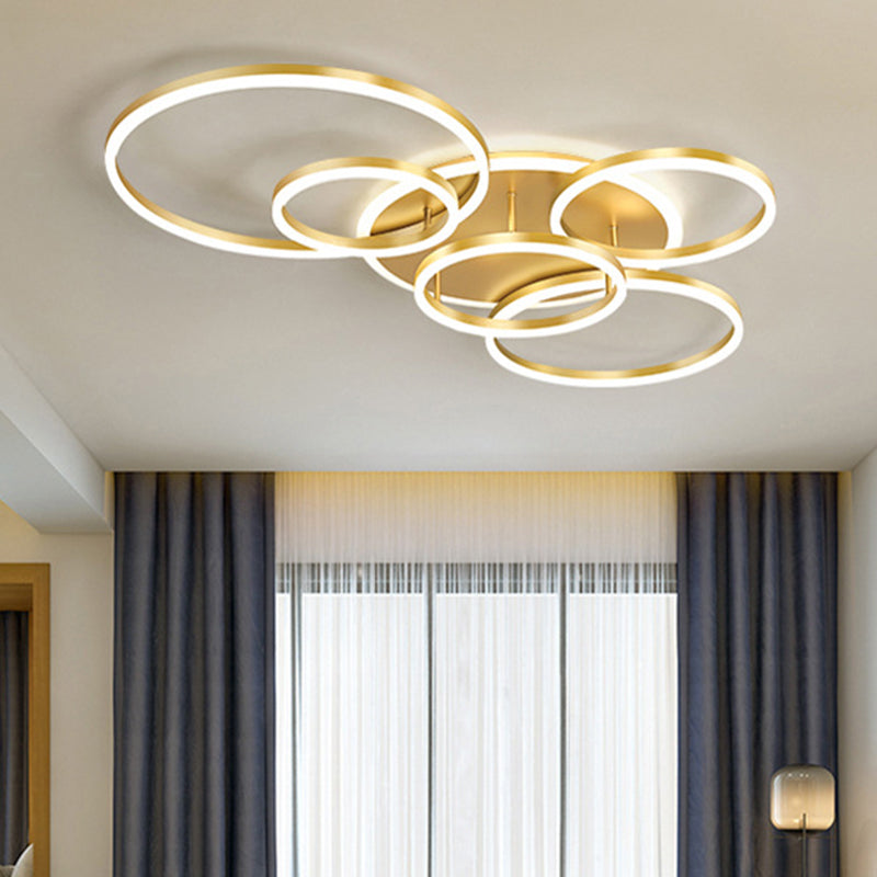 Circle Flush Mount Light Fixtures Ultra-Contemporary Metal Ceiling Light Fixtures for Living Room Clearhalo 'Ceiling Lights' 'Close To Ceiling Lights' 'Lighting' 2605629