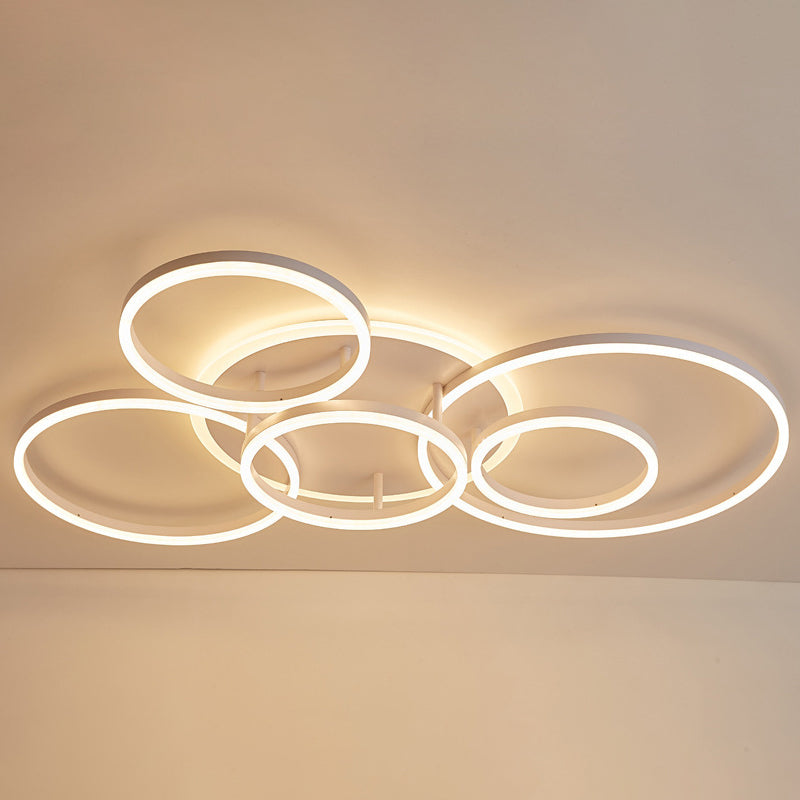 Circle Flush Mount Light Fixtures Ultra-Contemporary Metal Ceiling Light Fixtures for Living Room 6 White Clearhalo 'Ceiling Lights' 'Close To Ceiling Lights' 'Lighting' 2605630