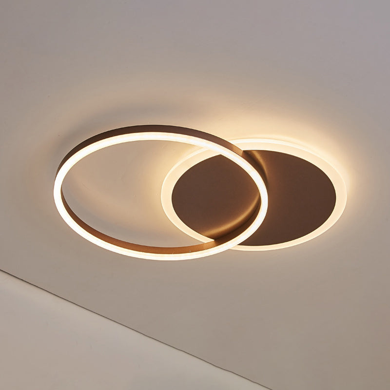 Circle Flush Mount Light Fixtures Ultra-Contemporary Metal Ceiling Light Fixtures for Living Room 2 Coffee Clearhalo 'Ceiling Lights' 'Close To Ceiling Lights' 'Lighting' 2605631