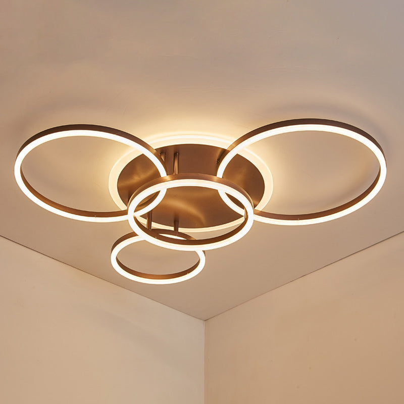 Circle Flush Mount Light Fixtures Ultra-Contemporary Metal Ceiling Light Fixtures for Living Room 5 Coffee Clearhalo 'Ceiling Lights' 'Close To Ceiling Lights' 'Lighting' 2605635