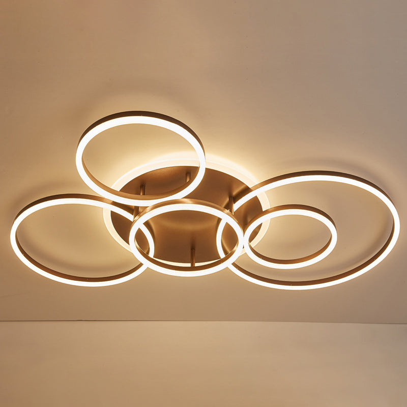 Circle Flush Mount Light Fixtures Ultra-Contemporary Metal Ceiling Light Fixtures for Living Room 6 Coffee Clearhalo 'Ceiling Lights' 'Close To Ceiling Lights' 'Lighting' 2605637