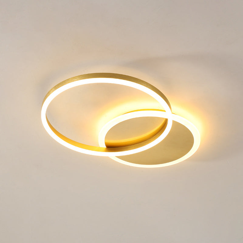 Circle Flush Mount Light Fixtures Ultra-Contemporary Metal Ceiling Light Fixtures for Living Room 2 Gold Clearhalo 'Ceiling Lights' 'Close To Ceiling Lights' 'Lighting' 2605640