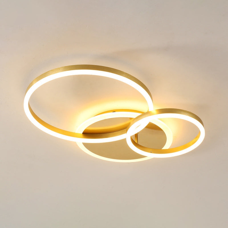 Circle Flush Mount Light Fixtures Ultra-Contemporary Metal Ceiling Light Fixtures for Living Room 3 Gold Clearhalo 'Ceiling Lights' 'Close To Ceiling Lights' 'Lighting' 2605641