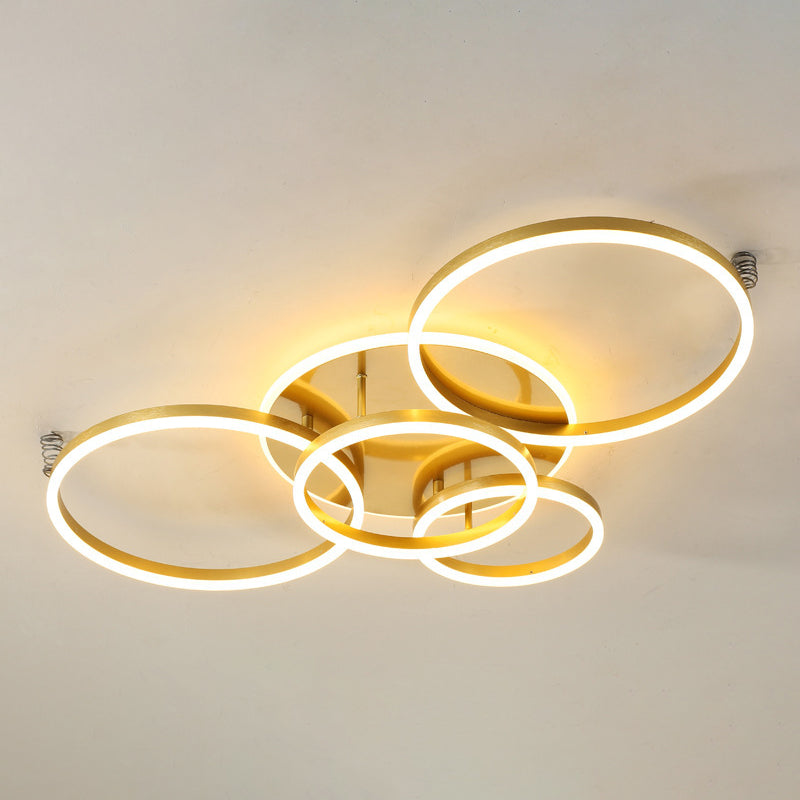 Circle Flush Mount Light Fixtures Ultra-Contemporary Metal Ceiling Light Fixtures for Living Room 5 Gold Clearhalo 'Ceiling Lights' 'Close To Ceiling Lights' 'Lighting' 2605644