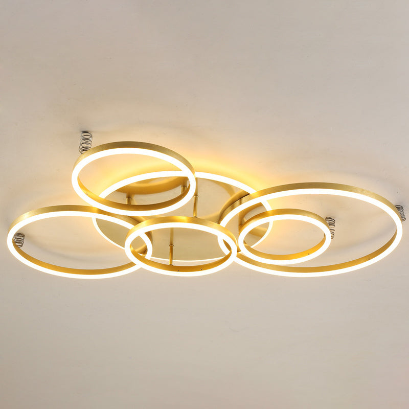 Circle Flush Mount Light Fixtures Ultra-Contemporary Metal Ceiling Light Fixtures for Living Room 6 Gold Clearhalo 'Ceiling Lights' 'Close To Ceiling Lights' 'Lighting' 2605645