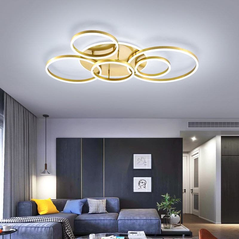 Circle Flush Mount Light Fixtures Ultra-Contemporary Metal Ceiling Light Fixtures for Living Room Clearhalo 'Ceiling Lights' 'Close To Ceiling Lights' 'Lighting' 2605647