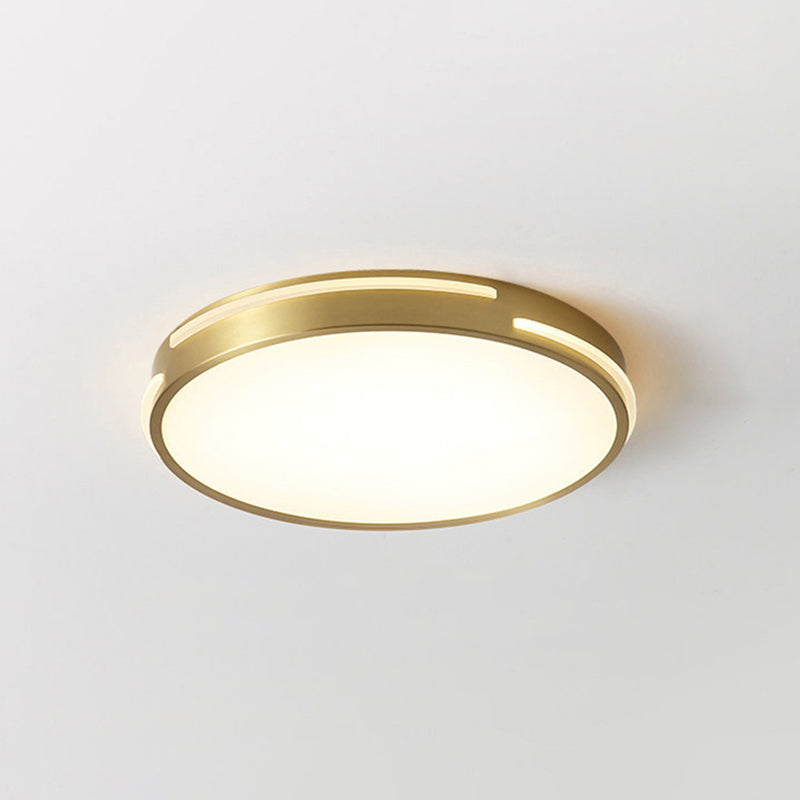 Round Flush Mount Ceiling Light Fixture Contemporary Acrylic Ceiling Mount Light Fixture for Living Room Brass 12" Clearhalo 'Ceiling Lights' 'Close To Ceiling Lights' 'Lighting' 2605650