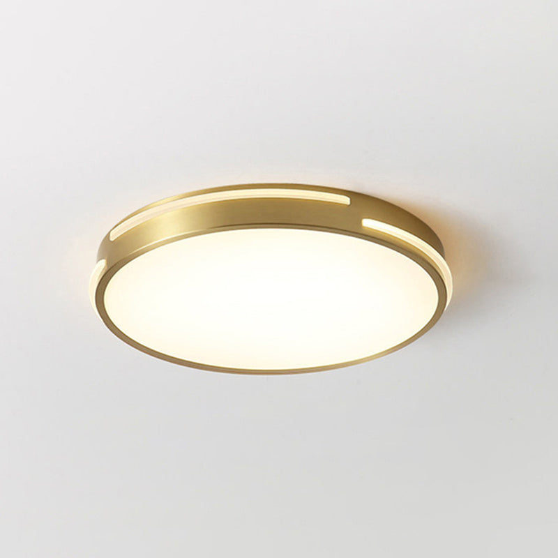 Round Flush Mount Ceiling Light Fixture Contemporary Acrylic Ceiling Mount Light Fixture for Living Room Brass 16" Clearhalo 'Ceiling Lights' 'Close To Ceiling Lights' 'Lighting' 2605651