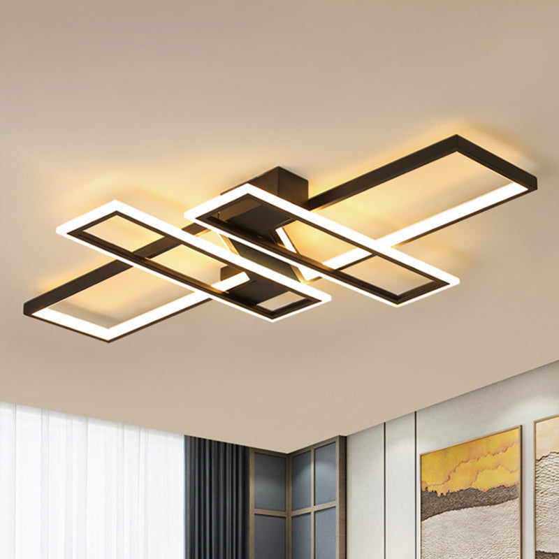 Traverse Semi Flush Mount Light Fixture Contemporary Metal Ceiling Light Fixture for Living Room Black Clearhalo 'Ceiling Lights' 'Close To Ceiling Lights' 'Lighting' 2605665