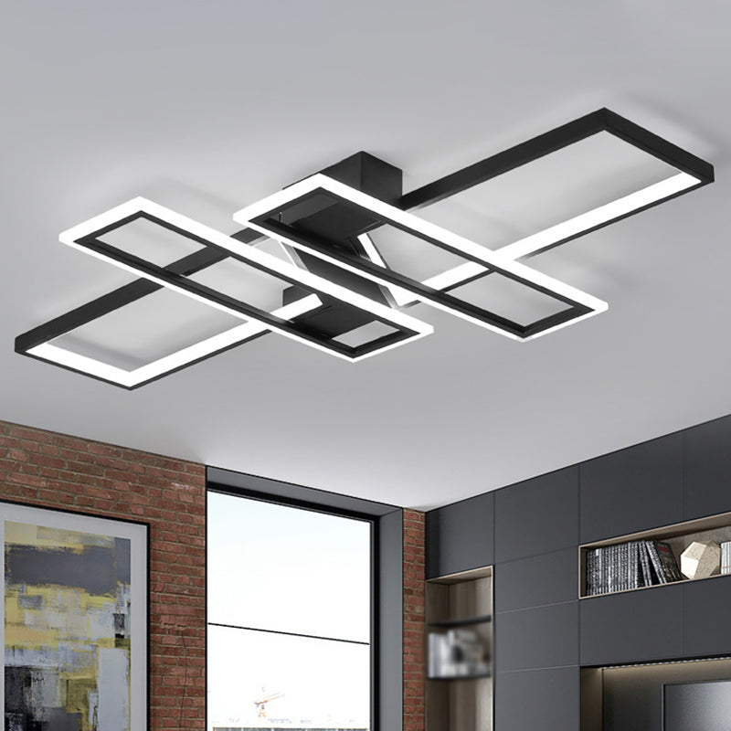 Traverse Semi Flush Mount Light Fixture Contemporary Metal Ceiling Light Fixture for Living Room Clearhalo 'Ceiling Lights' 'Close To Ceiling Lights' 'Lighting' 2605666