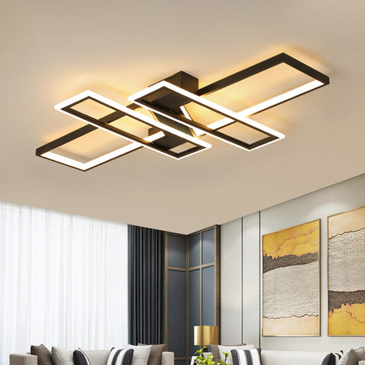 Traverse Semi Flush Mount Light Fixture Contemporary Metal Ceiling Light Fixture for Living Room Clearhalo 'Ceiling Lights' 'Close To Ceiling Lights' 'Lighting' 2605667