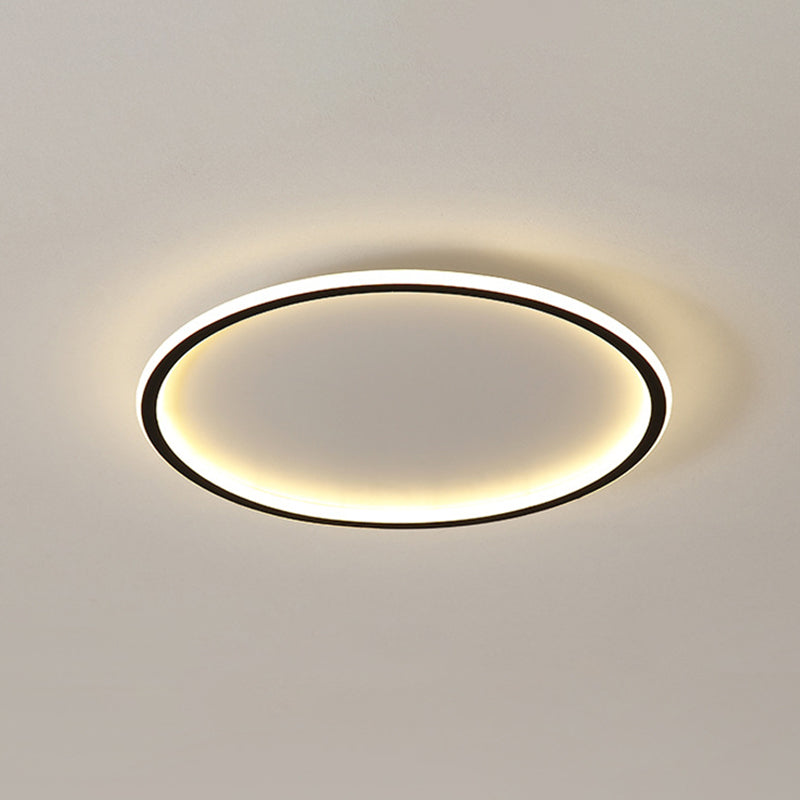 Round Flushmount Lights Contemporary Aluminum Ceiling Mounted Fixture for Living Room Black 12" Clearhalo 'Ceiling Lights' 'Close To Ceiling Lights' 'Lighting' 2605674