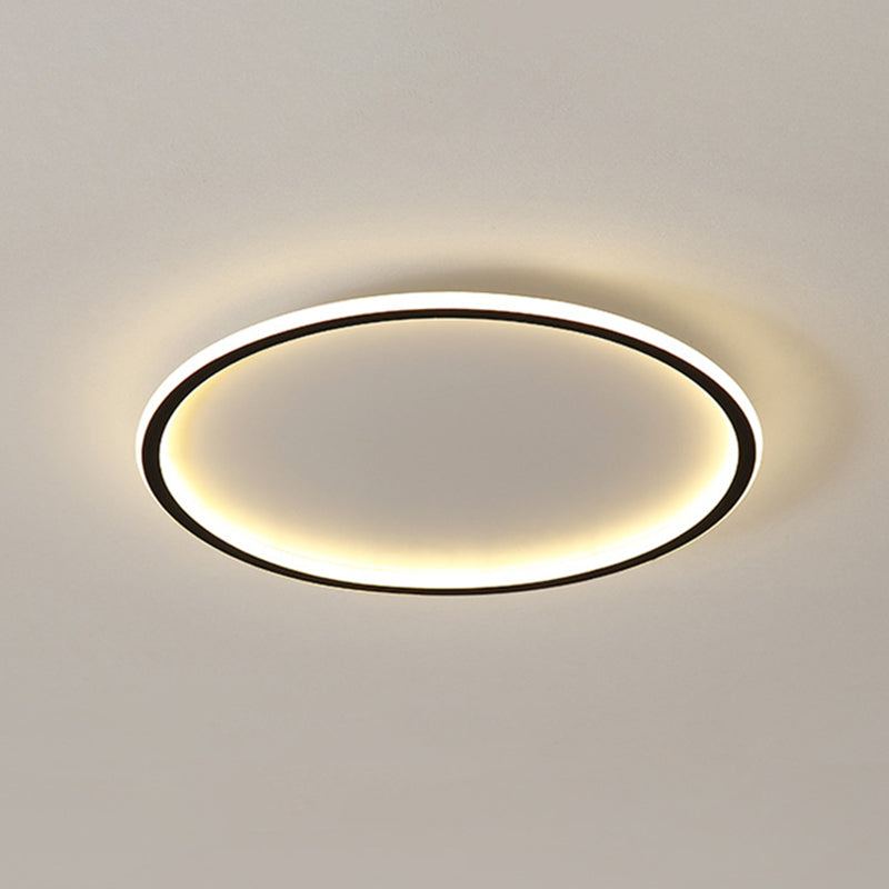 Round Flushmount Lights Contemporary Aluminum Ceiling Mounted Fixture for Living Room Black 16" Clearhalo 'Ceiling Lights' 'Close To Ceiling Lights' 'Lighting' 2605676