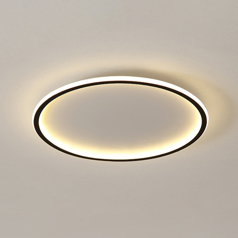 Round Flushmount Lights Contemporary Aluminum Ceiling Mounted Fixture for Living Room Black 19.5" Clearhalo 'Ceiling Lights' 'Close To Ceiling Lights' 'Lighting' 2605677