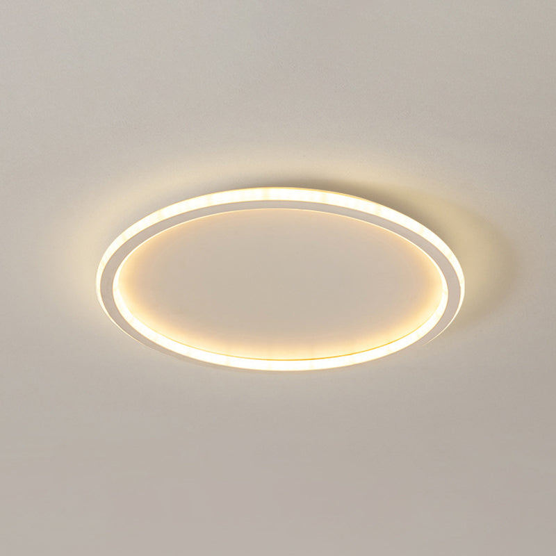Round Flushmount Lights Contemporary Aluminum Ceiling Mounted Fixture for Living Room White 12" Clearhalo 'Ceiling Lights' 'Close To Ceiling Lights' 'Lighting' 2605685