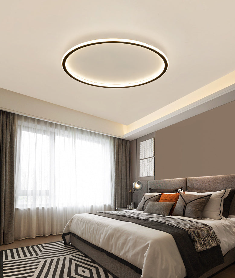 Round Flushmount Lights Contemporary Aluminum Ceiling Mounted Fixture for Living Room Clearhalo 'Ceiling Lights' 'Close To Ceiling Lights' 'Lighting' 2605700