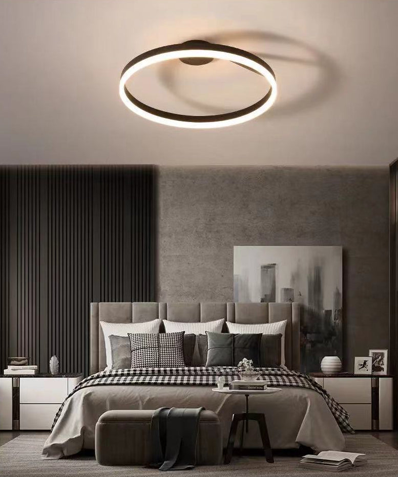 Circular Semi Flush Mount Lighting Contemporary Metal Ceiling Light Fixtures for Bedroom Clearhalo 'Ceiling Lights' 'Close To Ceiling Lights' 'Lighting' 2605709
