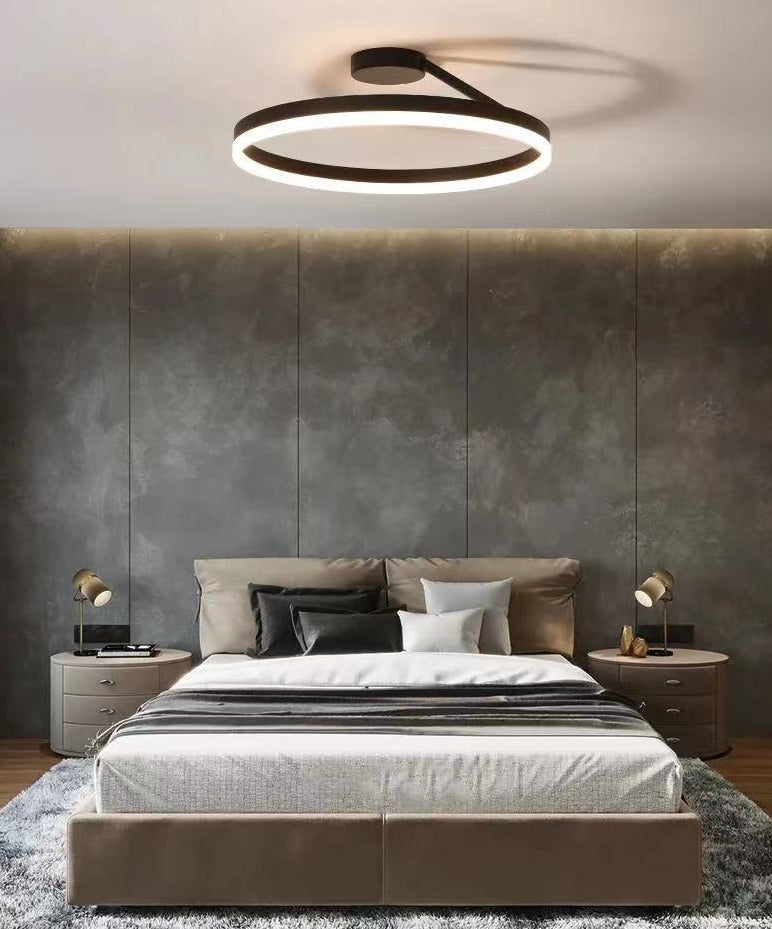 Circular Semi Flush Mount Lighting Contemporary Metal Ceiling Light Fixtures for Bedroom Clearhalo 'Ceiling Lights' 'Close To Ceiling Lights' 'Lighting' 2605710