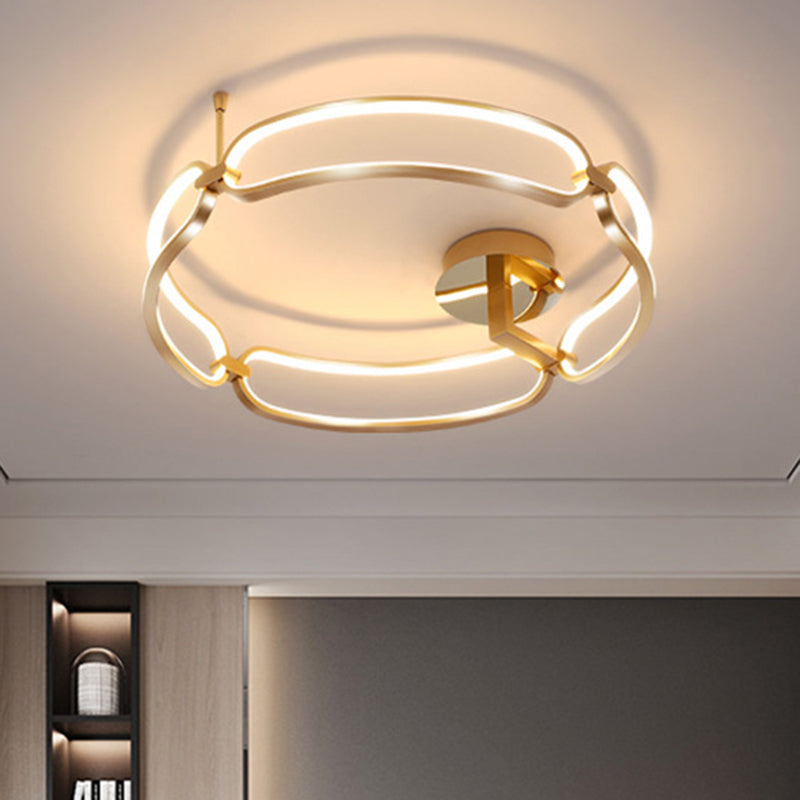 Sphere Semi Flush Ceiling Lights Contemporary Acrylic Ceiling Mount Chandelier for Living Room Gold 18" Clearhalo 'Ceiling Lights' 'Close To Ceiling Lights' 'Lighting' 2605720