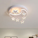 Moon And Star Flush Ceiling Lights 1 Light Acrylic Creative Flush-Mount Light Fixture White Clearhalo 'Ceiling Lights' 'Close To Ceiling Lights' 'Lighting' 2605760